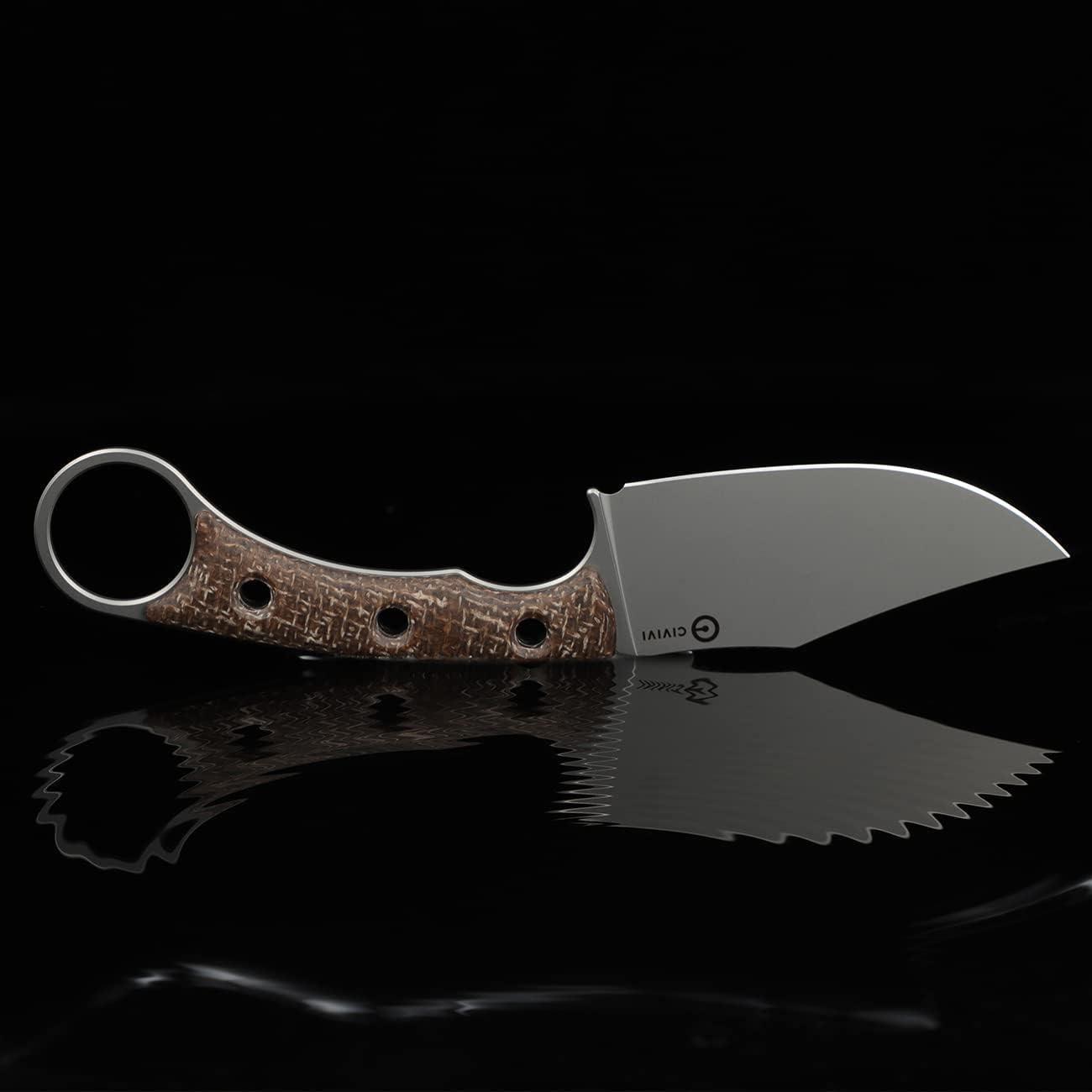 CIVIVI Midwatch Cuchillo de hoja fija, 3.39 pulgadas Bohler N690 hoja de acero mango de arpillera Micarta con funda Kydex y cordón de paracaídas