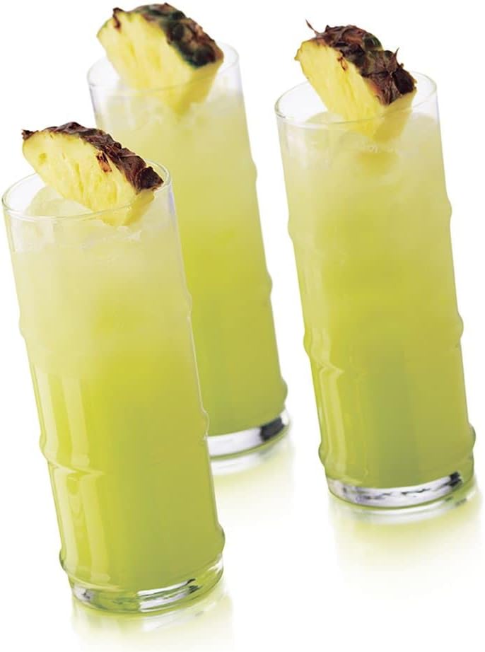 Tiki – Vasos de bebida para cócteles, de 16 onzas, juego de 4 piezas enfriador de bambú, vasos novedosos estilo Highball tropical, estilo bar