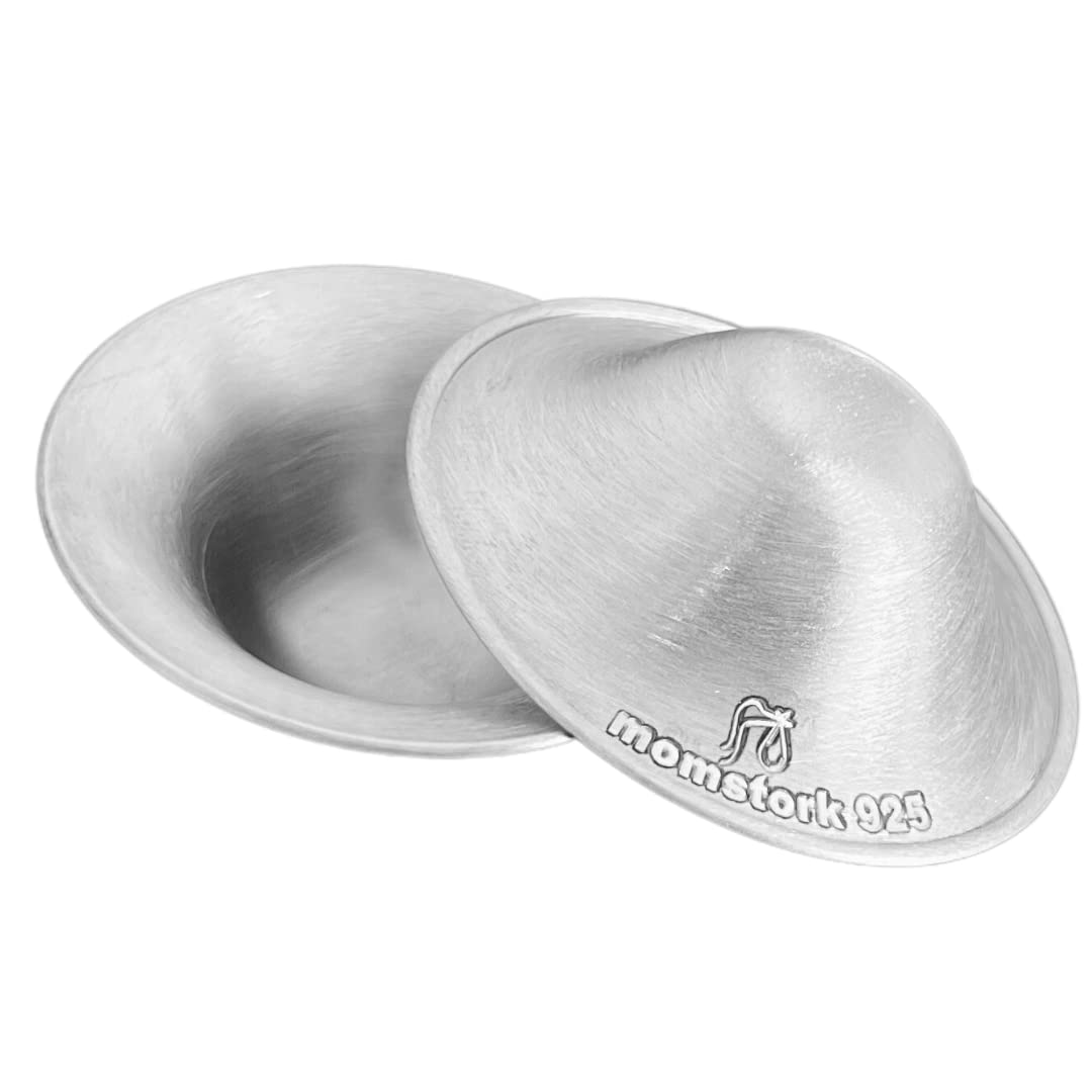 The Original – Tazas de lactancia plateadas, protectores de pezones para lactancia, recién nacidos, para pezones doloridos y agrietados, 925 tazas