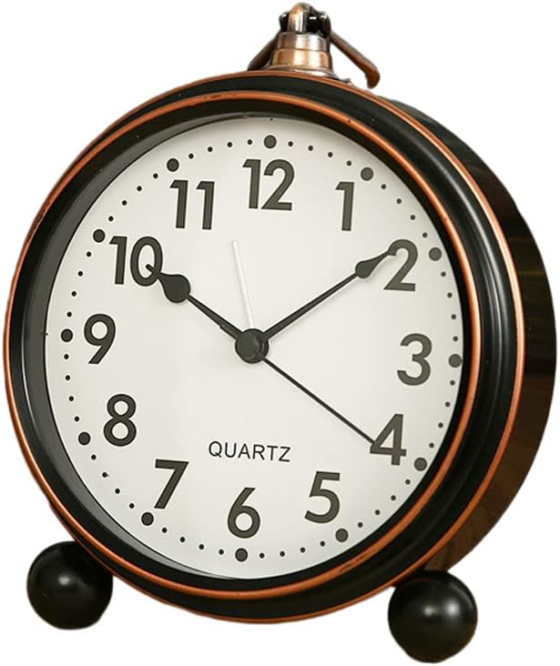 Reloj despertador de metal vintage, reloj de escritorio silencioso de 5.3 pulgadas, fácil de leer, reloj de escritorio silencioso para colgar en la
