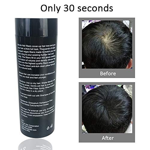 Botella de tamaño grande de 2.01 oz llena de fibras Minute Hair Fibers. Fibras de construcción de cabello de alta calidad. Gran cantidad de fibras