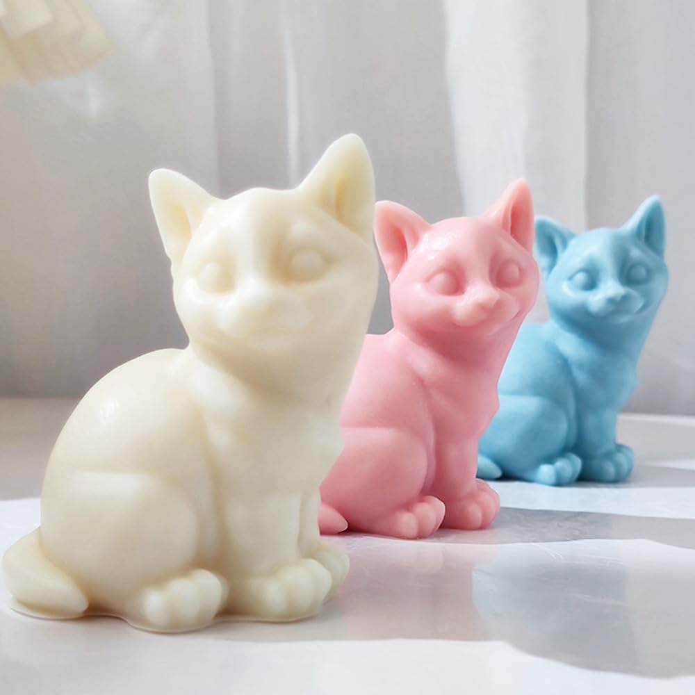 Lindo molde de silicona para velas de gato, para cera de jabón, resina epoxi, manualidades, cabeza torcida, gatitos, deshierbe, fiesta, cena, hogar,