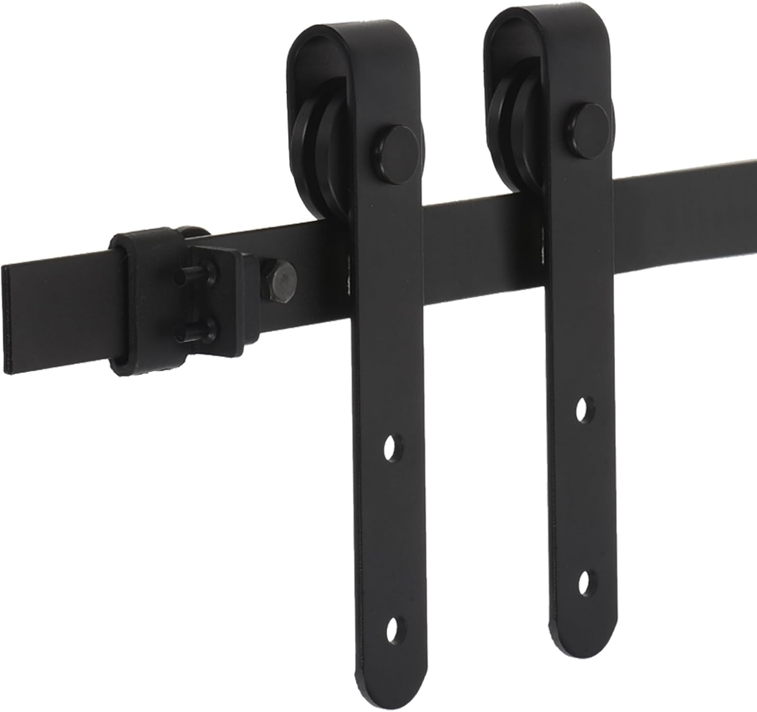 uxcell Kit de herrajes para puerta corrediza de granero de 4 pies para 2 puertas de armario, rodillo en forma de J de pista plana, instalación de