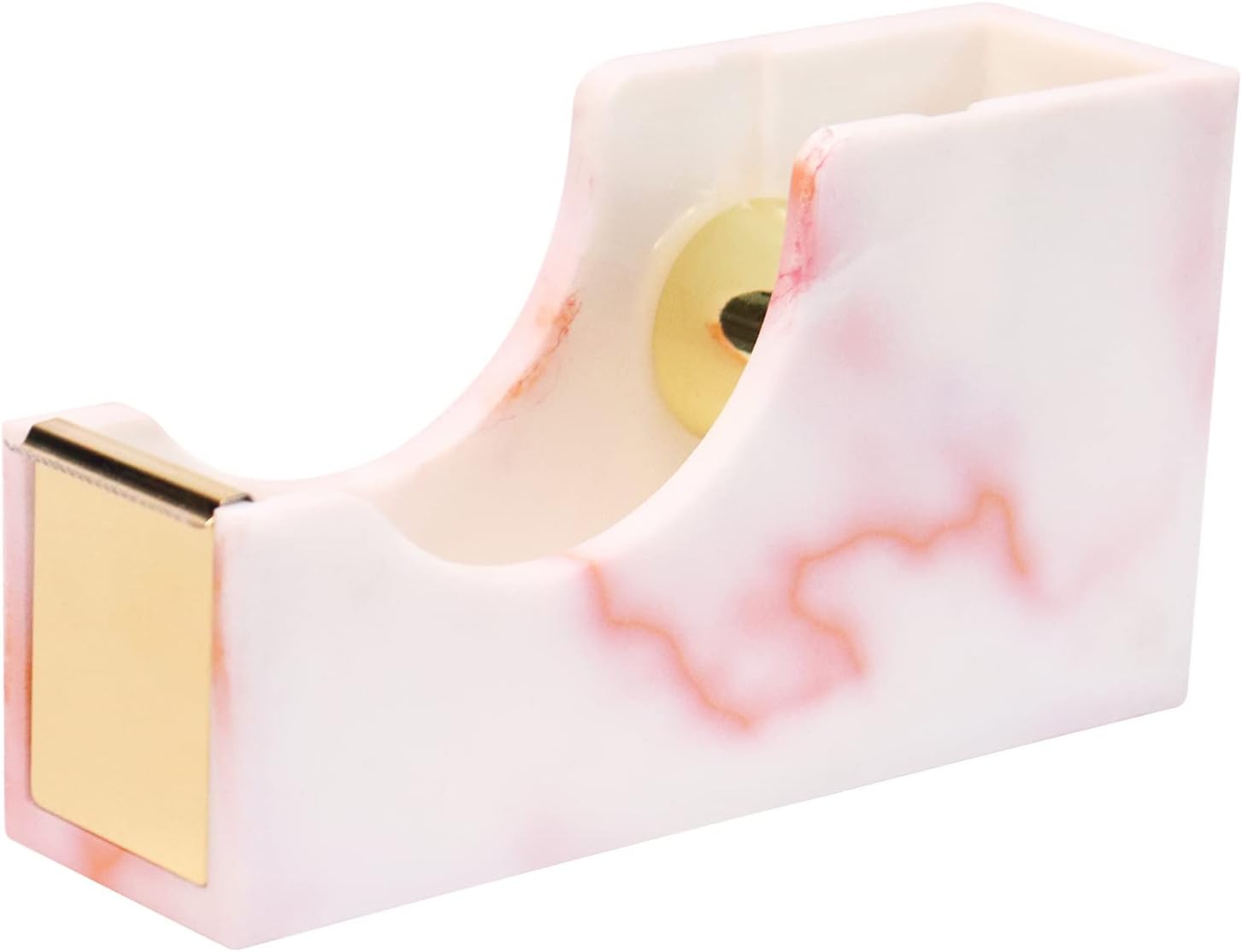 Dispensador de cinta de escritorio rosa mármol, dispensadores de cinta acrílica de núcleo de 1 pulgada, base antideslizante, accesorios de