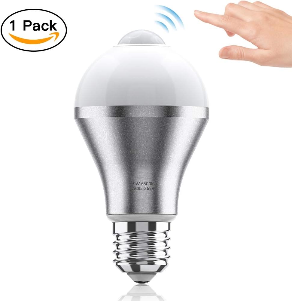 MOUMOUTEN Bombilla con sensor de movimiento, bombilla redonda, 9 W E27 Sensor de movimiento automático infrarrojo LED bombilla para hogar, bar,