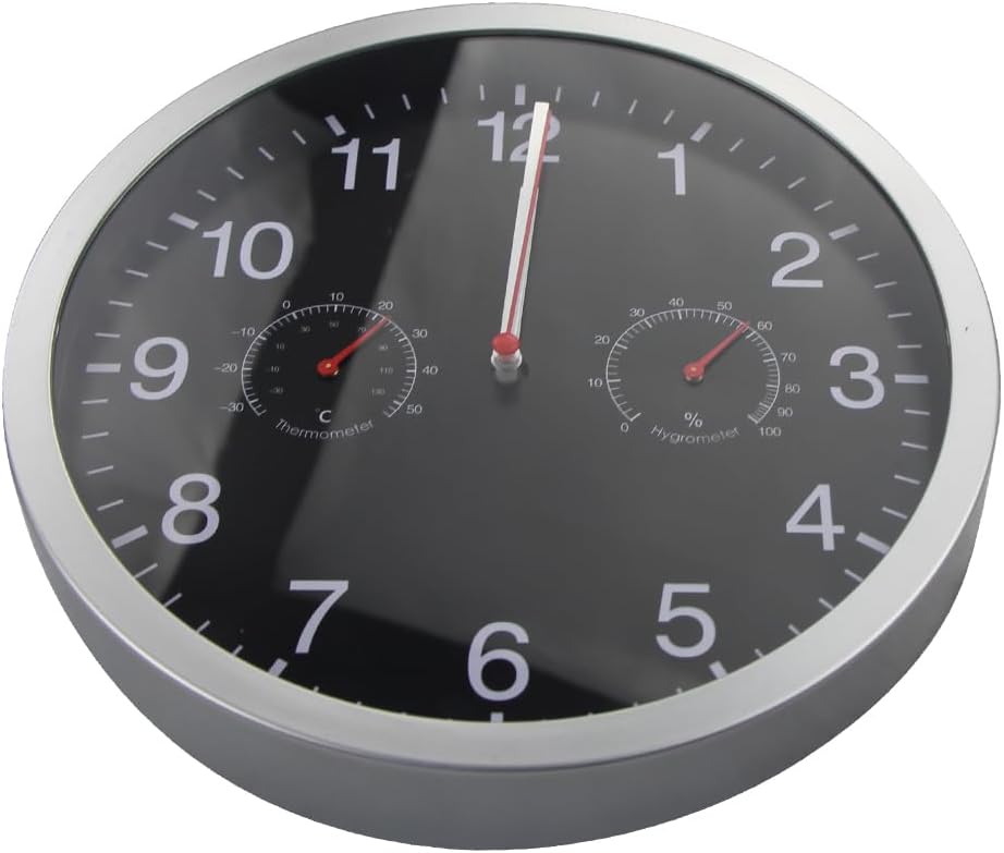 Reloj de pared silencioso de 10 pulgadas, funciona con pilas, movimiento de barrido, cubierta de vidrio, marco de aluminio plateado, para cocina,