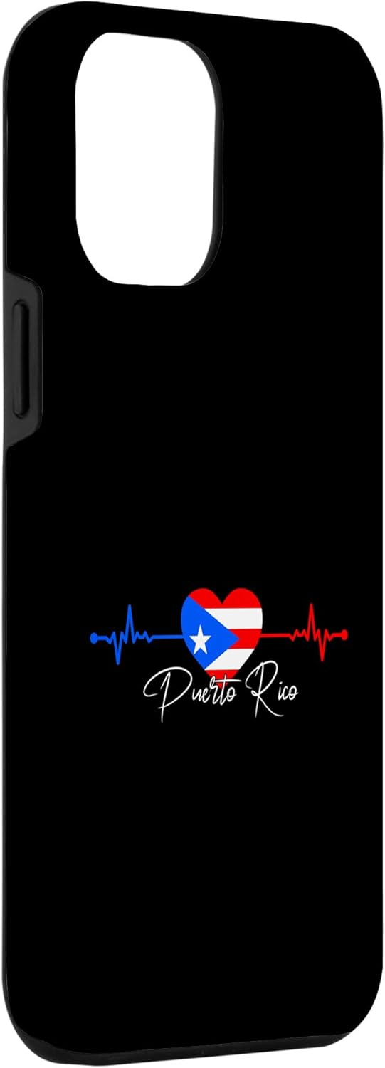 Funda para iPhone 13 Pro Max Puerto Rico Boricua Heartbeat con la bandera de Puerto Rico