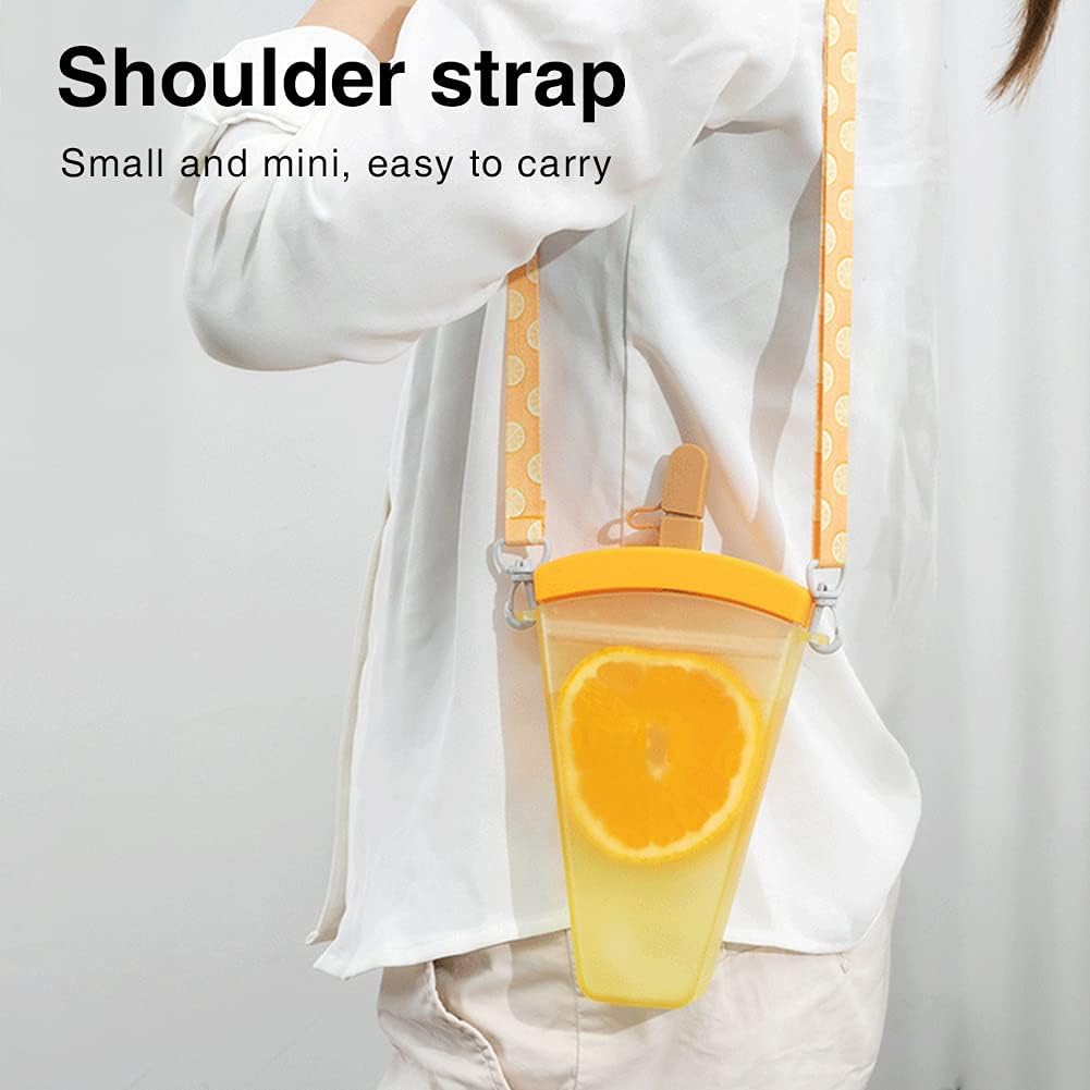 1 botella de agua de helado con correa, bolsa kawaii, barra de hielo, transparente, a prueba de fugas, vaso de plástico para bebidas para camping,