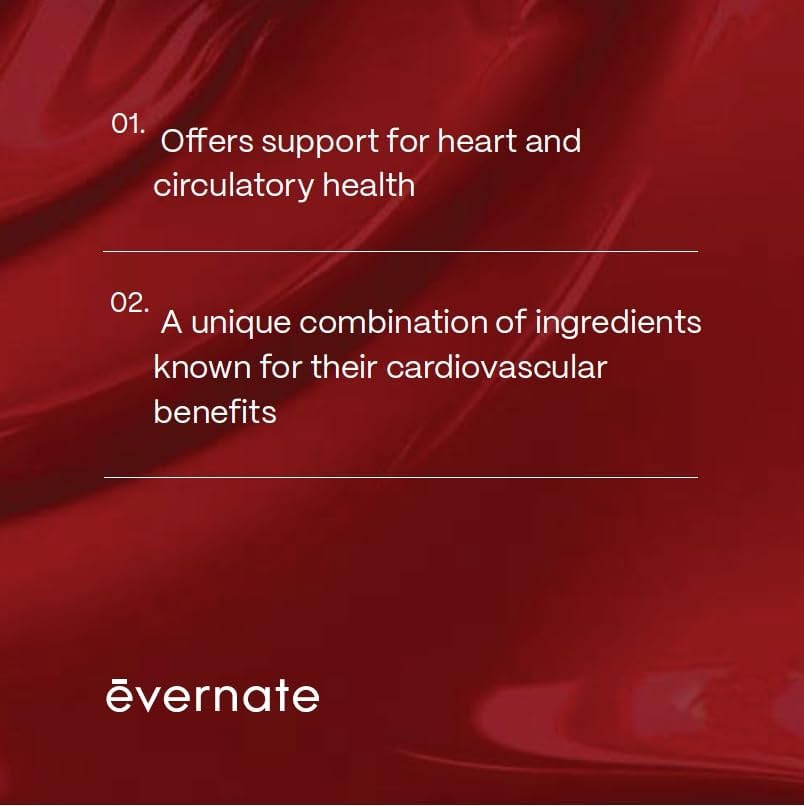 Ever Heart – Suplemento de apoyo para la presión arterial, combinación de ajo, espino, ginkgo biloba, zinc y L-arginina, sin OMG, sin gluten, fácil