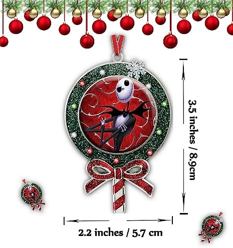 Adornos de piruleta de pesadilla, adorno de Navidad de calavera de amor antes de Navidad, adorno colgante de árbol de Navidad, adorno colgante de