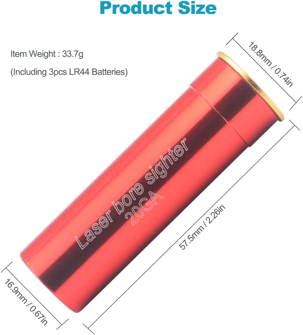 MOSANDON Vista láser de punto rojo, lase de visión para calibre .223REM20GA20GA20Gauge30-30Win.38.45ACP, visor láser con 2 juegos de baterías para