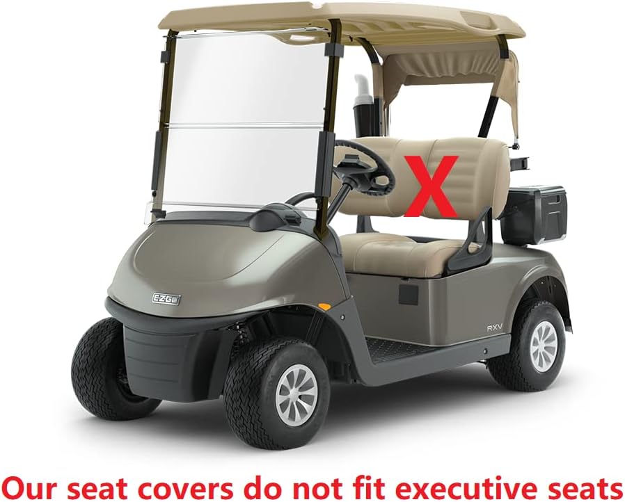 Huskey – 2 fundas de asiento delantero para carrito de golf EZGO RXV 2008-UP G&E Modelos Custom de dos tonos negroverde lima costuras de diamante
