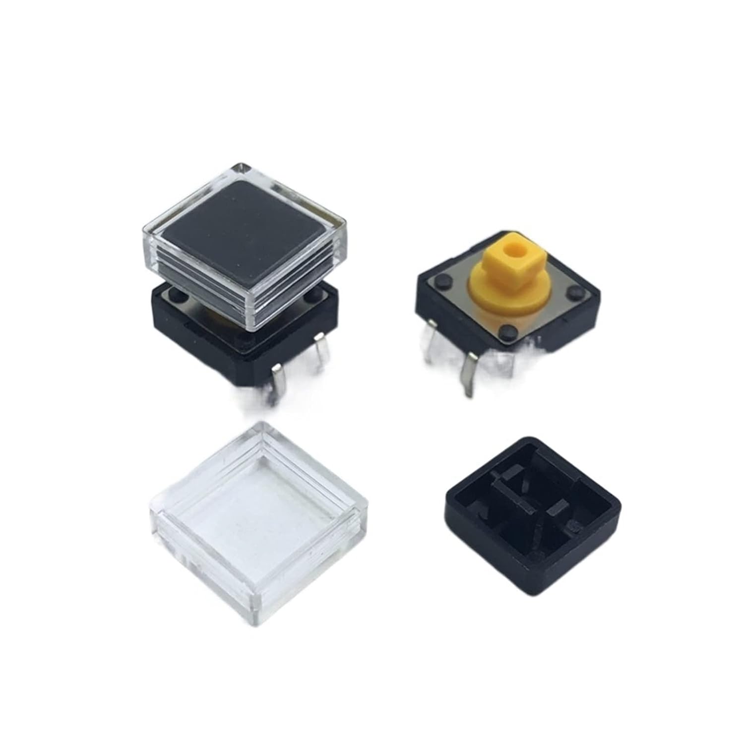 10 interruptores de botón táctil B3F + sombrero de color A14 10 piezas + tapa transparente, 10 microinterruptores táctiles momentáneos de 0.472 x