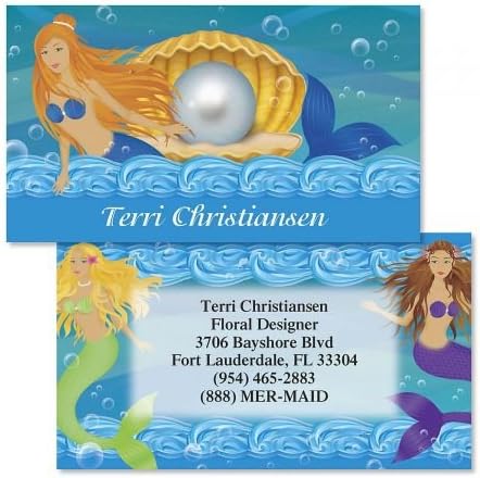 Mermaids – Tarjetas de visita impresas personalizadas, juego de 250-2 x 3- pulgadas, acabado mate, doble cara, regalos para artistas, entrenadores
