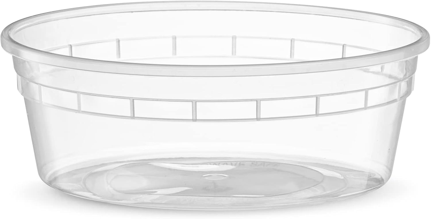 Elegant Disposables 8 onzas  24 juegos de recipientes de plástico para almacenamiento de alimentos con tapas flexibles herméticas para microondas,
