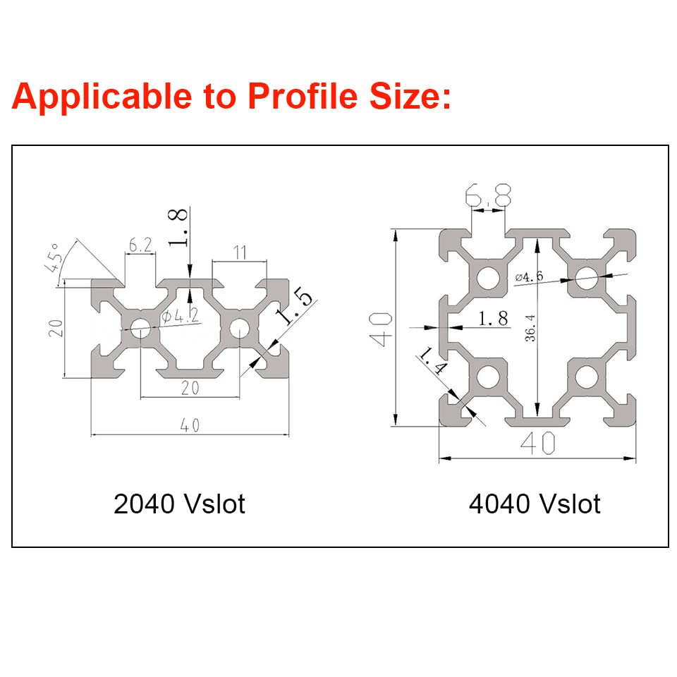 Paquete de 1 kit de placa de pórtico de 2040 V ensamblada con 6 ruedas POM sólidas en V, solo compatible con perfiles de extrusión de aluminio con