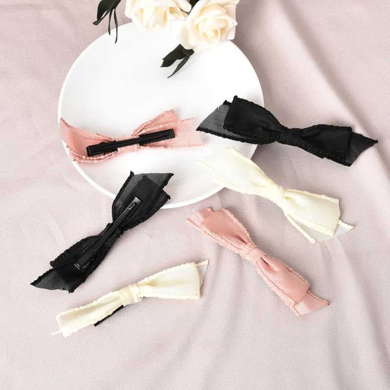 Pinzas para el cabello con lazo, accesorios para mujeres y niñas, lazos de gasa, pasadores para el pelo para adolescentes, pinzas de lazo de