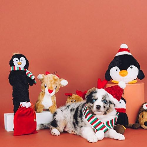 ZippyPaws Jigglerz – Juguete de Navidad para perros, regalos navideños chirriantes de felpa para cachorros pequeños y medianos, regalos interactivos