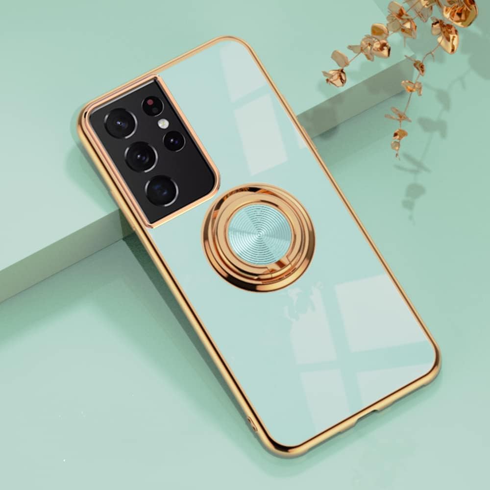 EYZUTAK Funda magnética galvanizada para Samsung Galaxy S20 FE 5G, 360 grados con rotación de metal, soporte magnético para anillo de dedo para