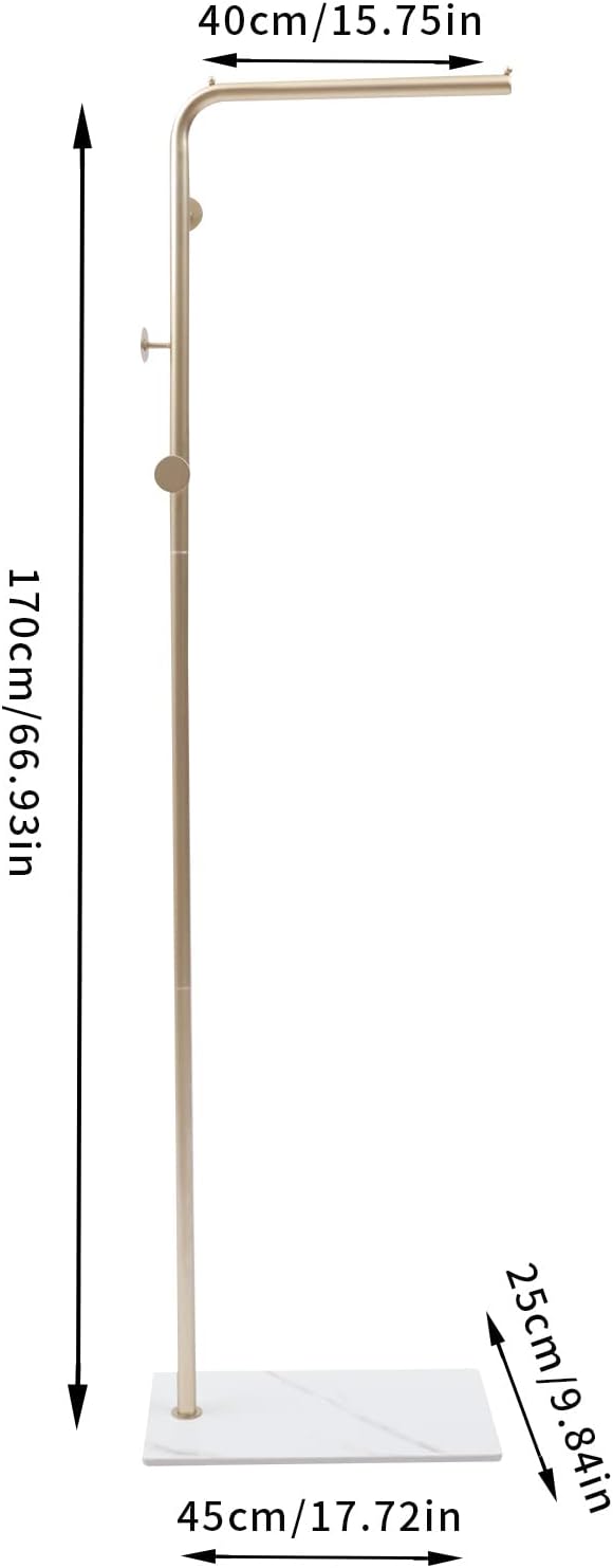 Perchero de metal independiente, moderno árbol de ropa con base de mármol natural, perchero de metal con 3 ganchos para entrada y esquina, perchero