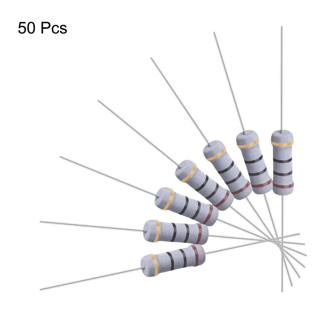 uxcell 50 resistencias de 10 ohmios, resistencias de película de óxido de metal de tolerancia de 1 W, plomo axial, a prueba de llama para proyectos