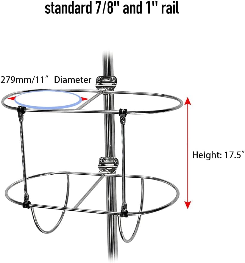 PROMOTOR Soporte de guardabarros doble de acero inoxidable para guardabarros de barco (apto para guardabarros de barco de 7, 9 y 11 pulgadas de