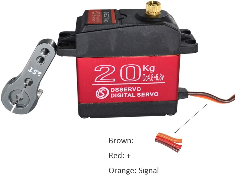 2 juegos de servo digital RC de 44.1 lbs, gran par de torsión de alta velocidad, servomotor impermeable de 180 grados con servo bocina de 25T para