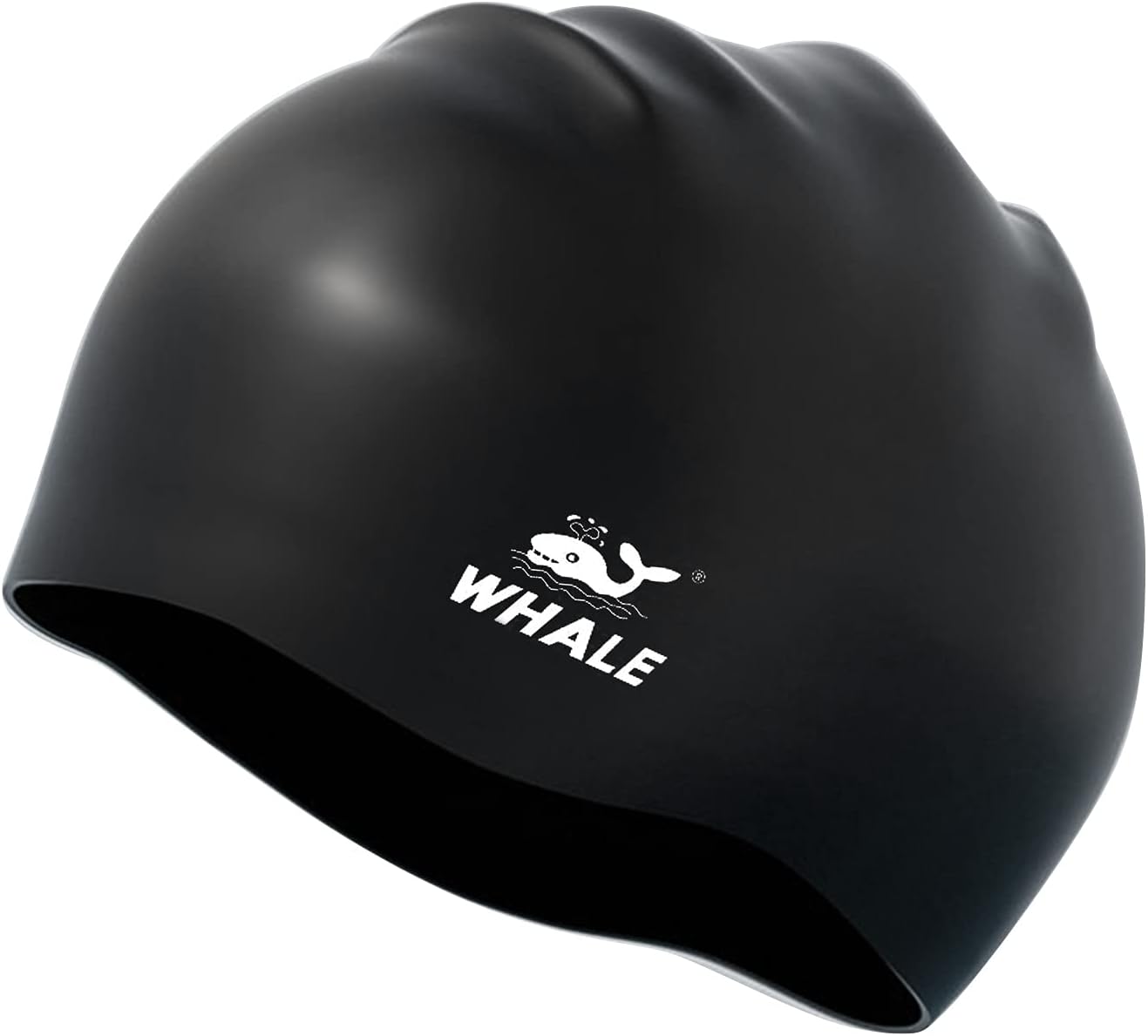 WHALE Extra Large Swim Cap for Women Men, Durable Silicone Swimming Hat with Ear Protection, Unisex Adults Bath Swimming Caps for Long Thick Curly