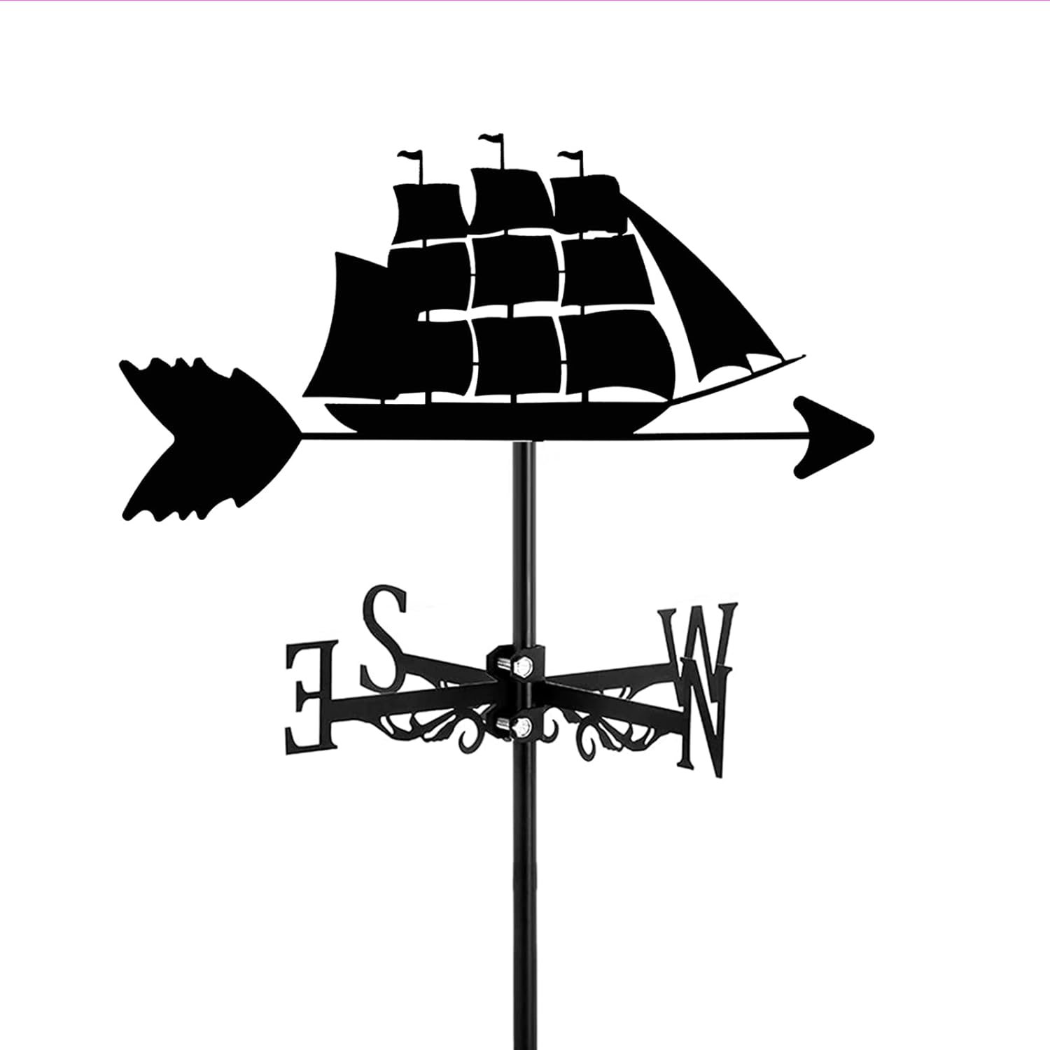 Ship Weather Vane Farm – Barco retro de acero inoxidable, veleta de vela, indicador de dirección del viento con revestimiento antioxidante,