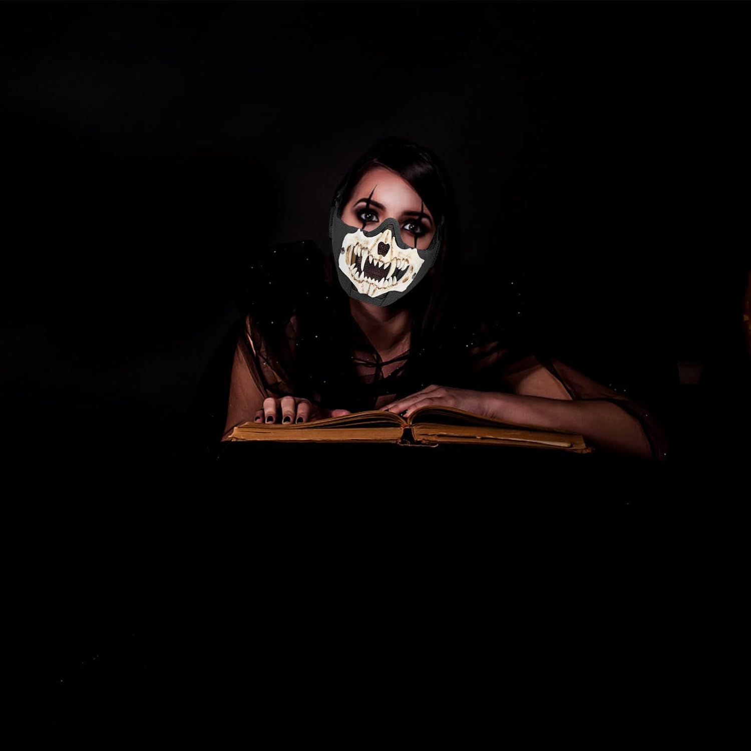 Airsoft – Máscaras tácticas de calavera de media cara con protección facial para las orejas, máscara de malla para Halloween, paintball, CS caza