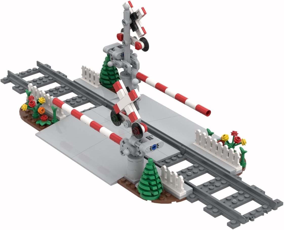 Kit de construcción de ferrocarril de pistas de tren de ciudad, modelo de exhibición de pista de cruce de ferrocarril, juguete de construcción MOC