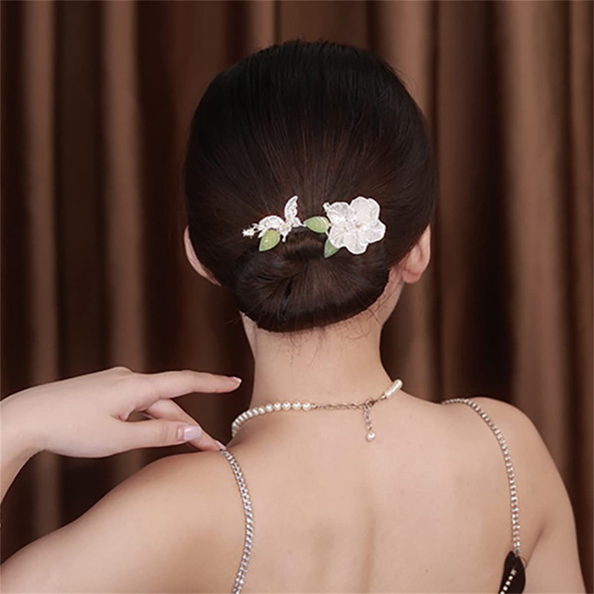Ins Style – Rizador de pelo elegante y perezoso, fabricante de moños de cristal, accesorios para el cabello estilo moño (flor de melocotón)