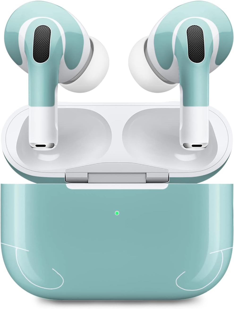 MightySkins Skin compatible con Apple AirPods Pro 2, espuma de mar sólida, funda de vinilo protectora, duradera y única, fácil de aplicar, quitar y