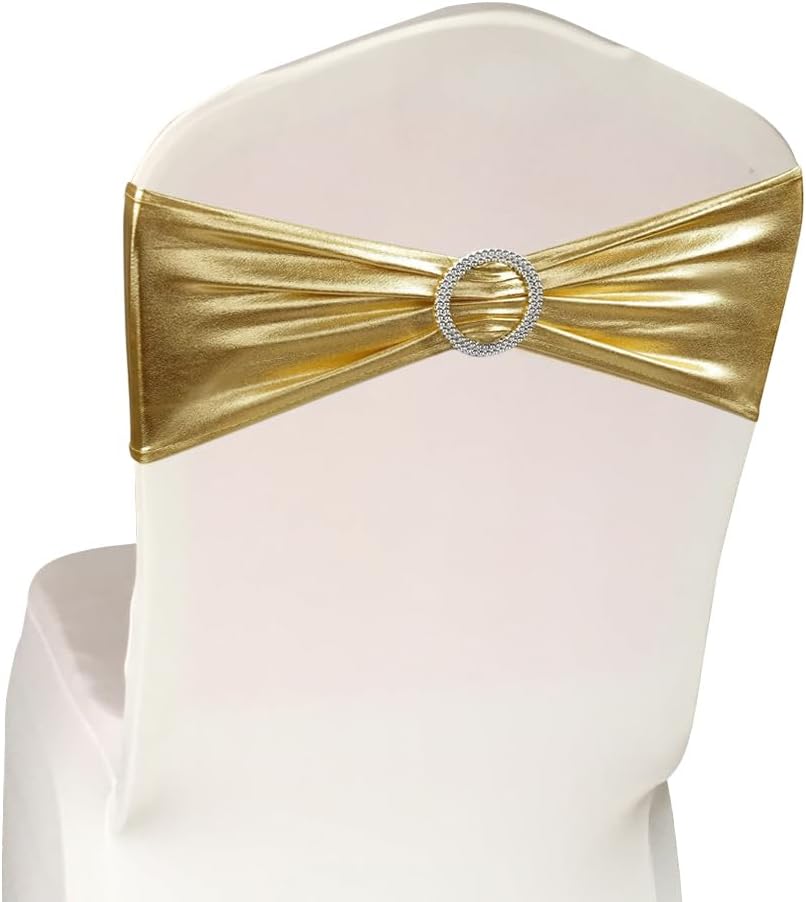 Bandas elásticas de Spandex para sillas con hebilla deslizante para decoración de boda, no incluye las fundas color blanco, 50 piezas