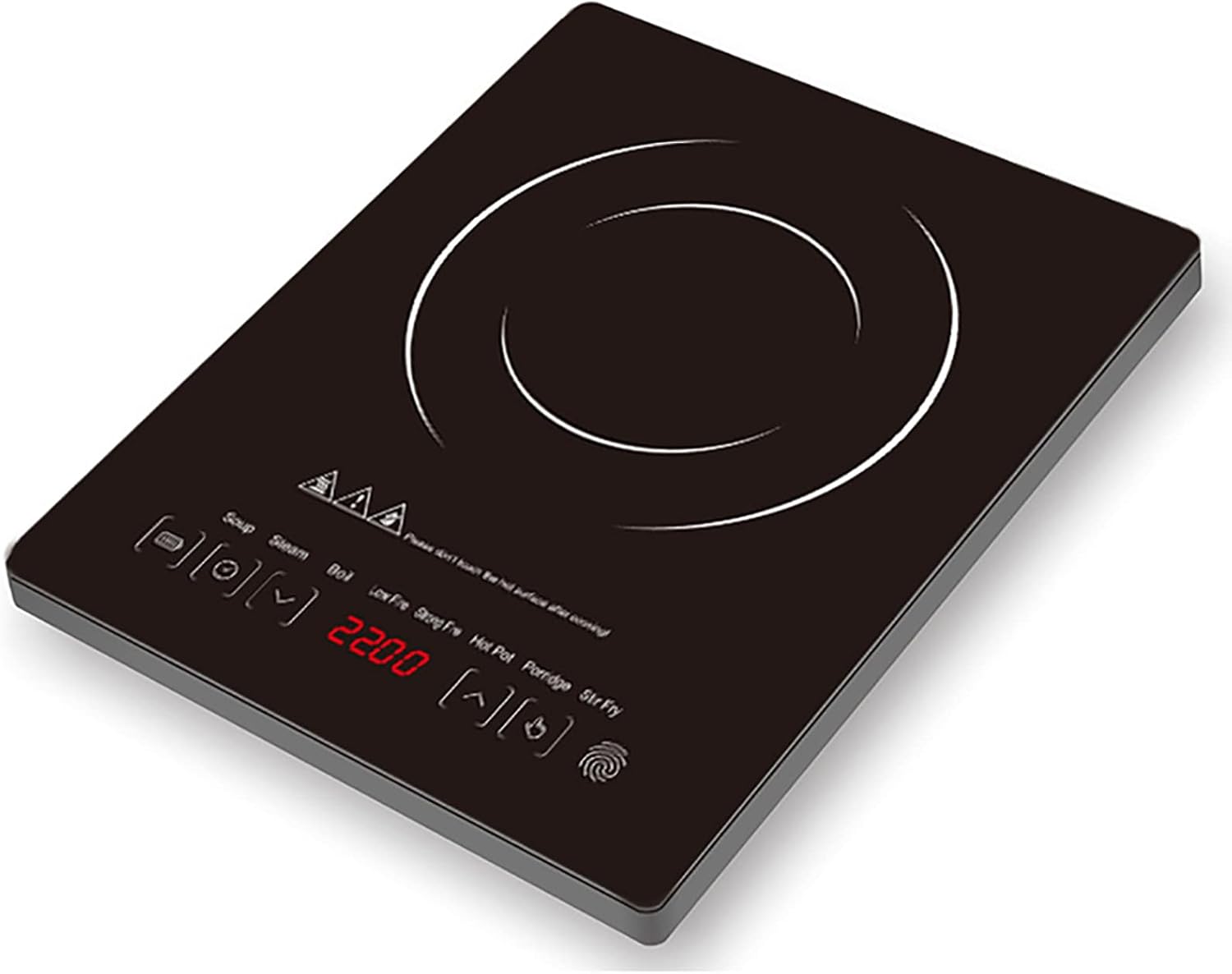 Placa de inducción Cocina de inducción única 2200 W 8 ajustes de potencia de temperatura 8 niveles de potencia con pantalla LED Control táctil