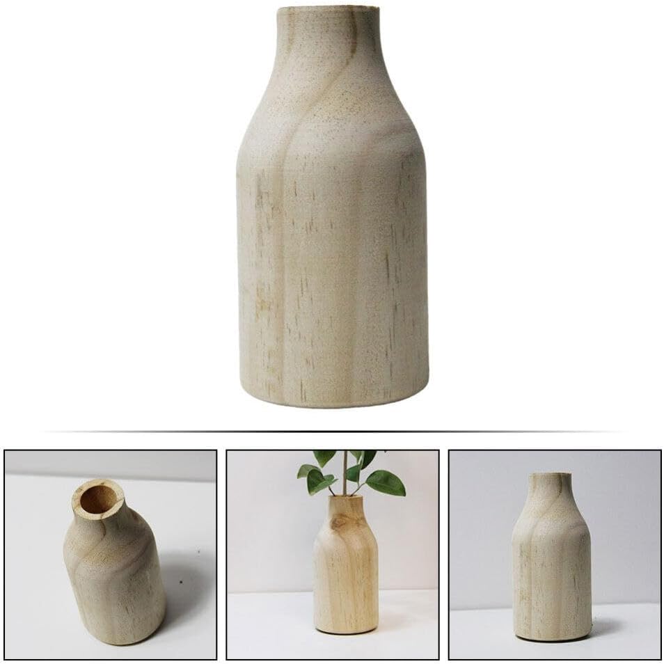 VOSAREA Florero de madera Florero de madera Arreglo de flores Pot Mesa de comedor Jarrón para planta seca