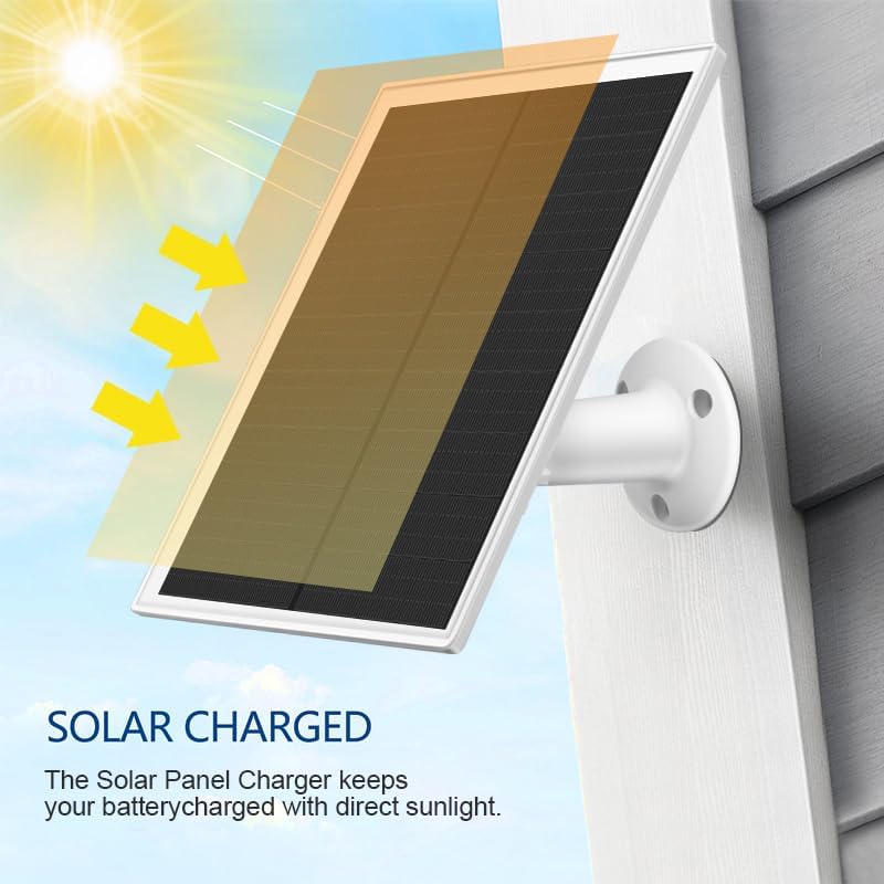 Panel solar de 6 W y 5 V para cámara de seguridad, panel solar inalámbrico giratorio de 360, resistente al agua tipo C y cable de carga USB de doble