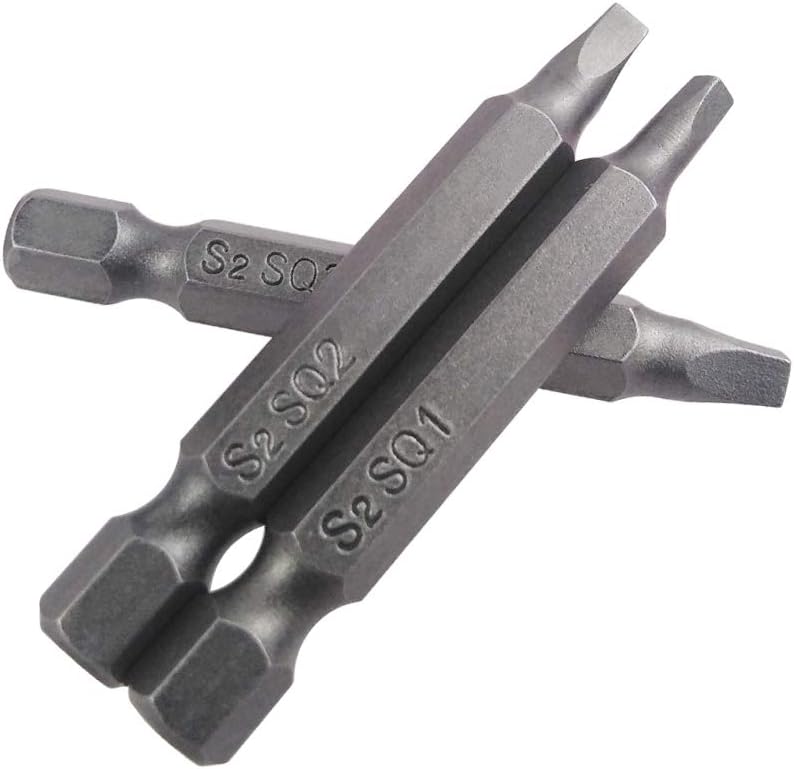 Wolfride Juego de 3 puntas de destornillador de cabeza cuadrada, vástago de 14 pulgadas, juego de brocas cuadradas magnéticas  SQ1 SQ2 SQ3, 2