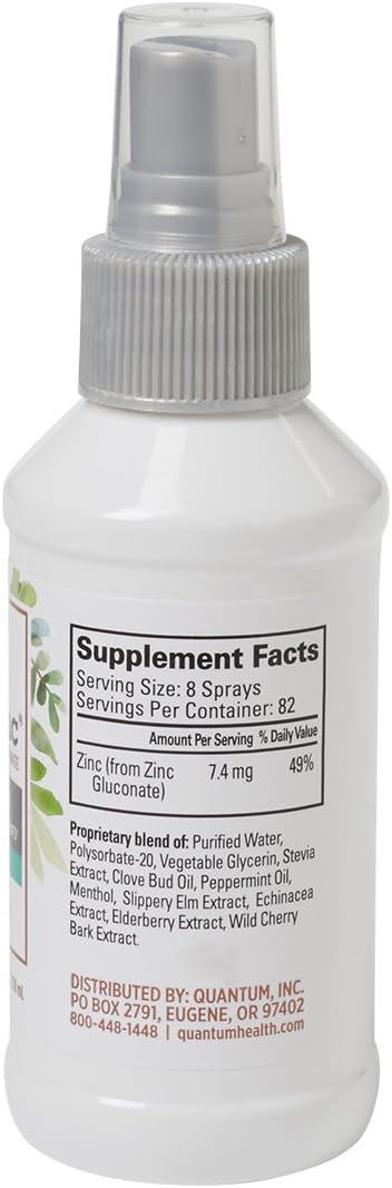 Quantum Health TheraZinc – Spray oral de zinc, soporte inmunológico de zinc para adultos y niños, proporciona alivio de garganta en un spray de zinc