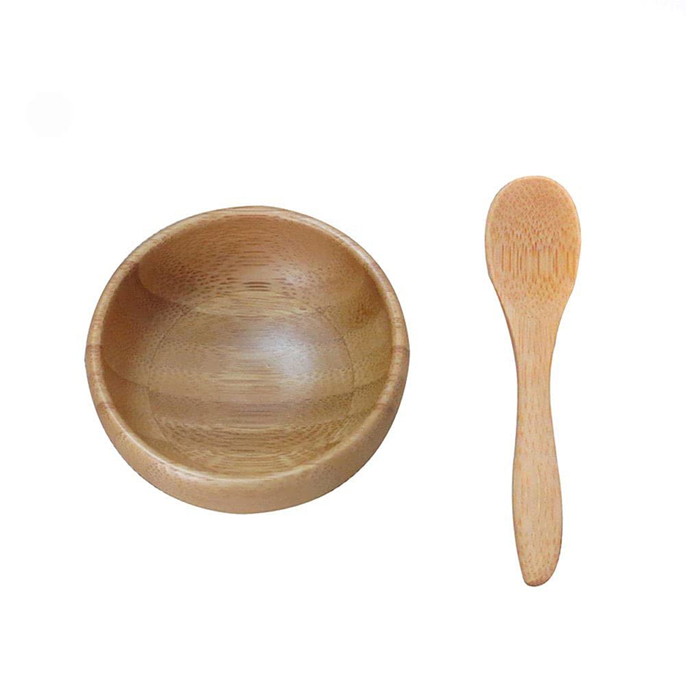 Cuenco de mezcla de bambú ecológico – Lindo pequeño tazón de mezcla para cuidado de la piel facial DIY casero mini juegos de herramientas cosméticas