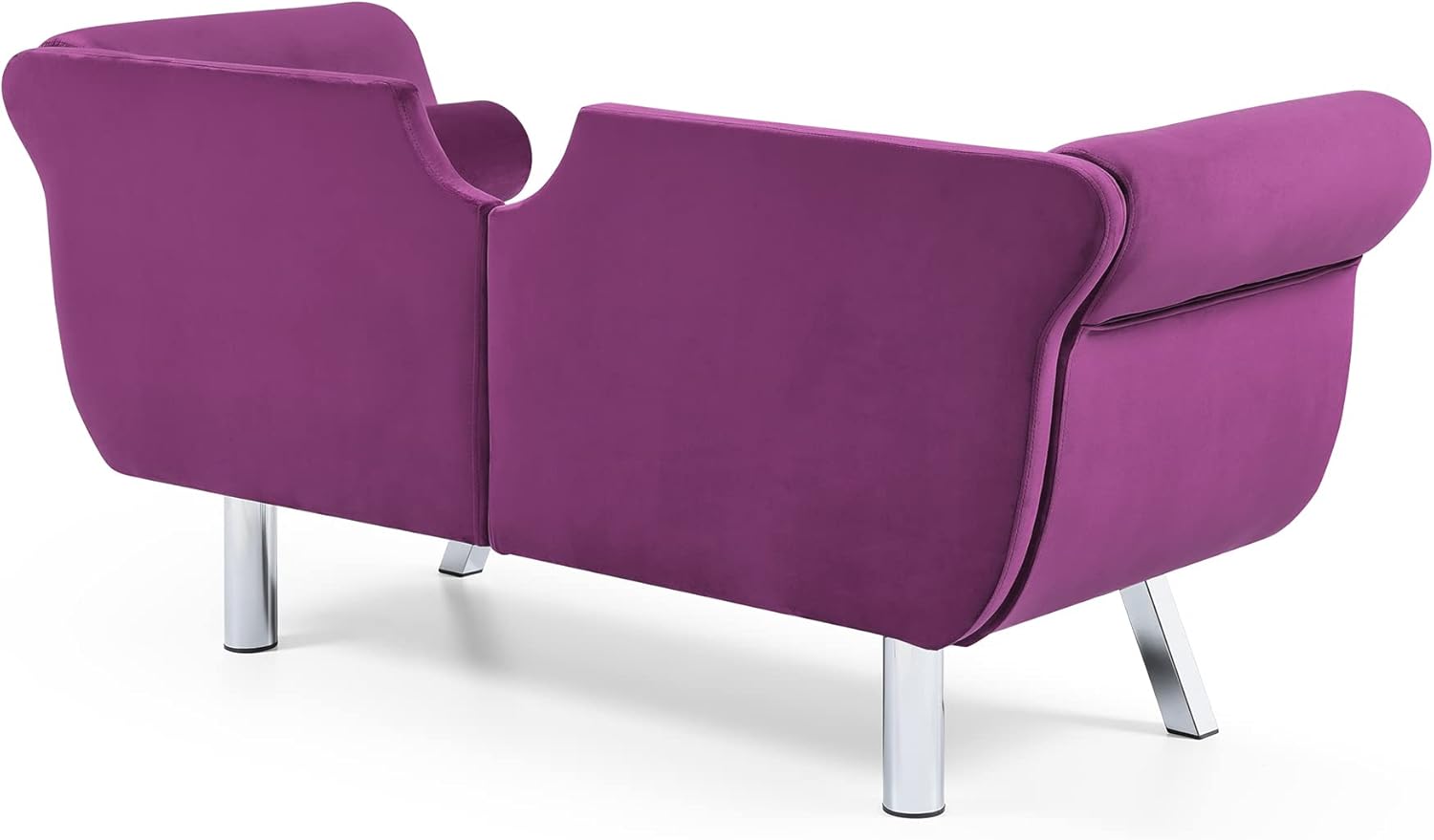Sofá biplaza de terciopelo de 61 pulgadas, sofá Chesterfield tapizado con 2 almohadas redondas, sofá biplaza moderno de mediados de siglo con
