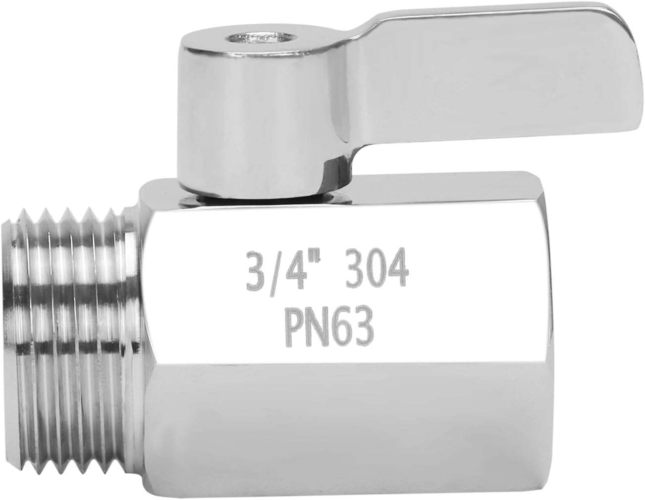 Válvula de cierre de jardín, conector de manguera de agua resistente de acero inoxidable de 34 pulgadas GHT hembra x macho (paquete de 1)