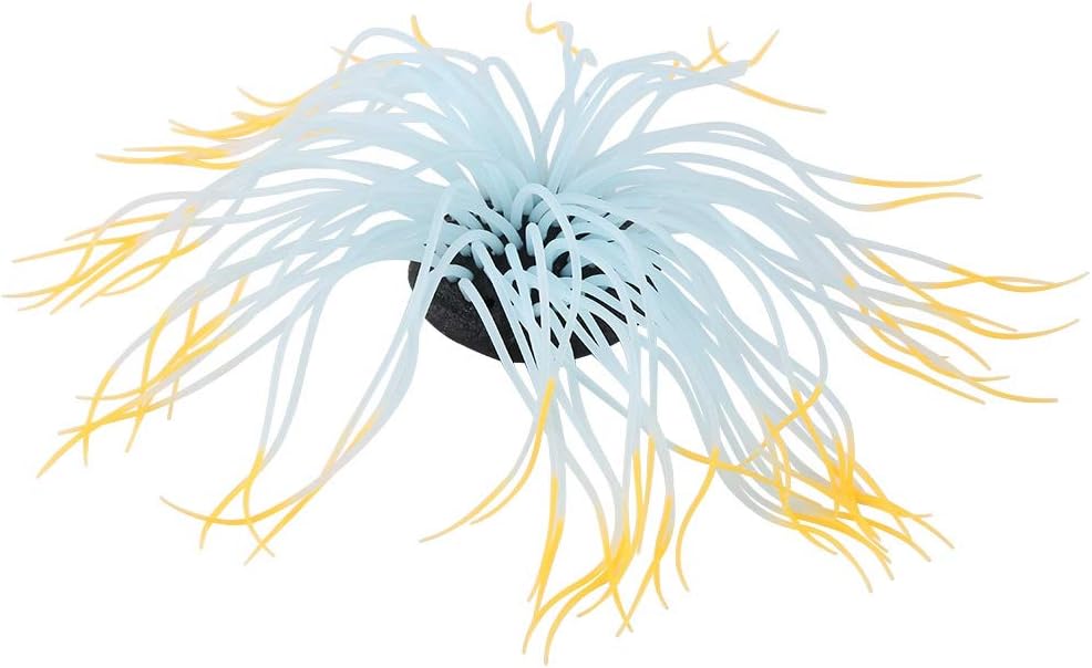AYNEFY Decoración artificial para acuario, simulación de silicona luminosa de anémona de mar, planta de coral artificial, anémona de mar de