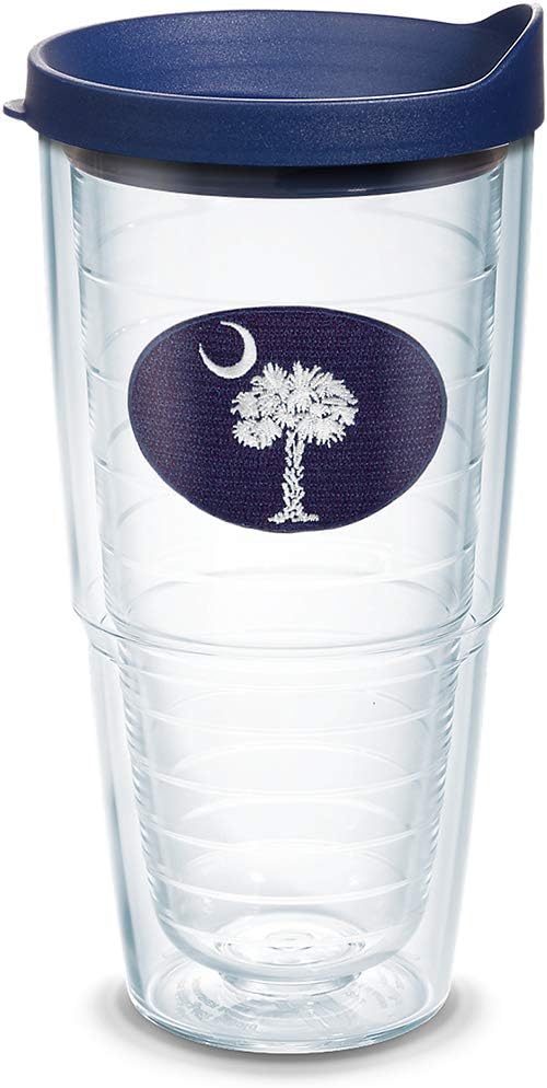 Tervis Vaso aislado de doble pared con la bandera de Carolina del Sur fabricado en Estados Unidos mantiene las bebidas frías y calientes, 24 onzas,