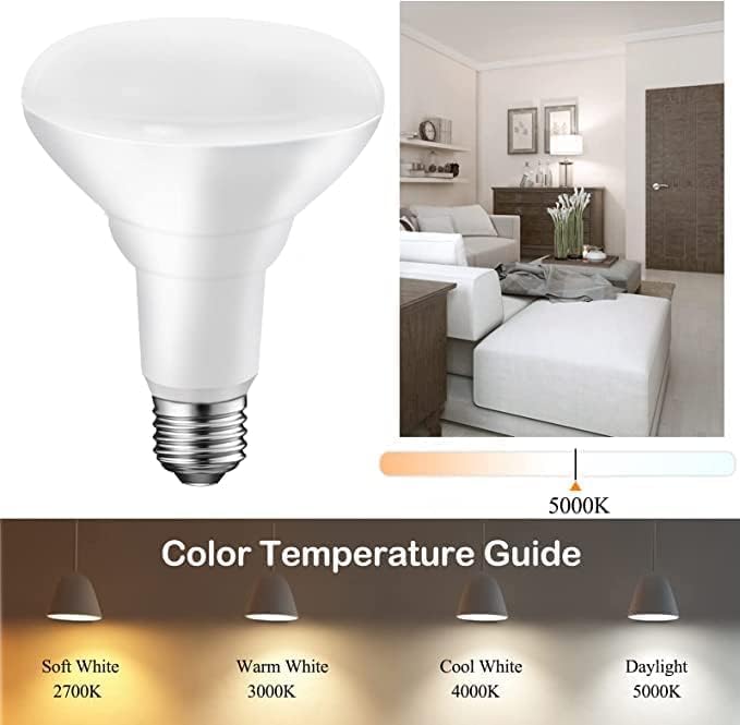Energetic BR30 – Bombilla LED para interiores de 65 W, 5000 K, luz diurna, 650 lm, base E26, 15000 horas de vida útil, bombillas empotrables