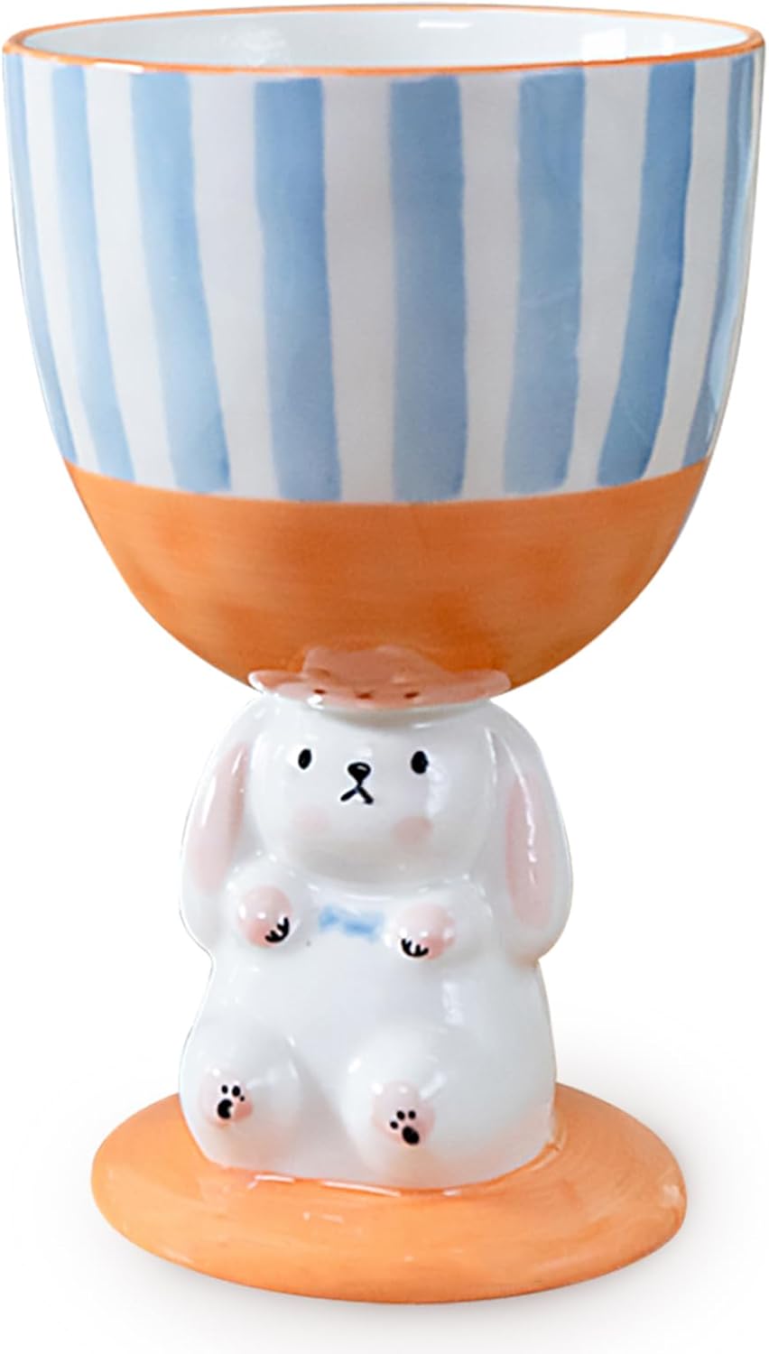 Taza de café original hecha a mano de 8 onzas 3D con diseño de conejo, taza de té de cerámica novedosa para decoración de la cocina del hogar,