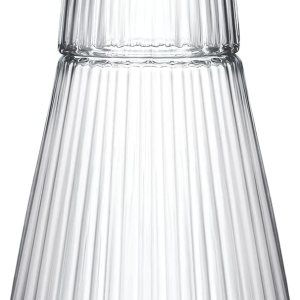 Sizikato Jarra de agua clásica a rayas de vidrio transparente de 30 onzas con vaso de cristal. Sizikato Jarra de agua clásica a rayas de vidrio transparente de 30 onzas con vaso de cristal.