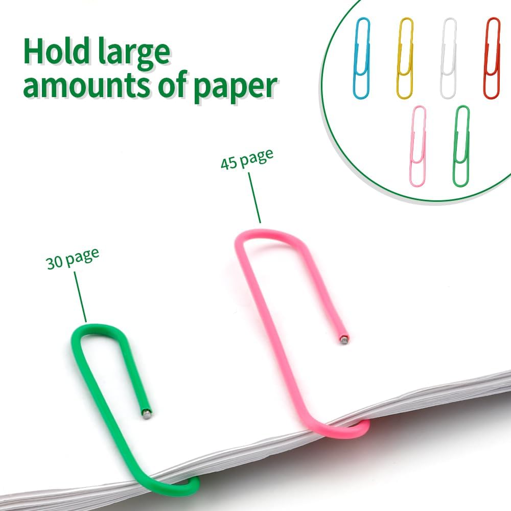 Clips de papel de 2 pulgadas, clips de papel, clips de papel grandes, clips de papel surtidos, clips de papel de colores, clips de papel de metal a