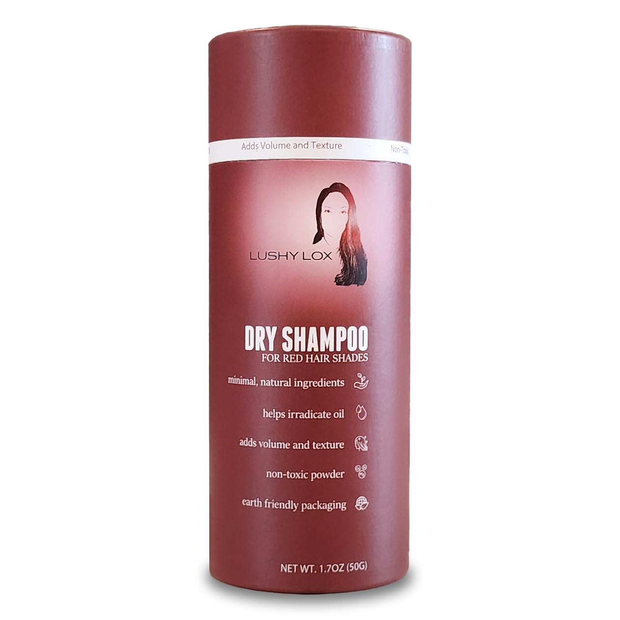 Champú seco en polvo para tonos de cabello rojo, todos los ingredientes naturales, no aerosol, no tóxico, embalaje respetuoso con la tierra
