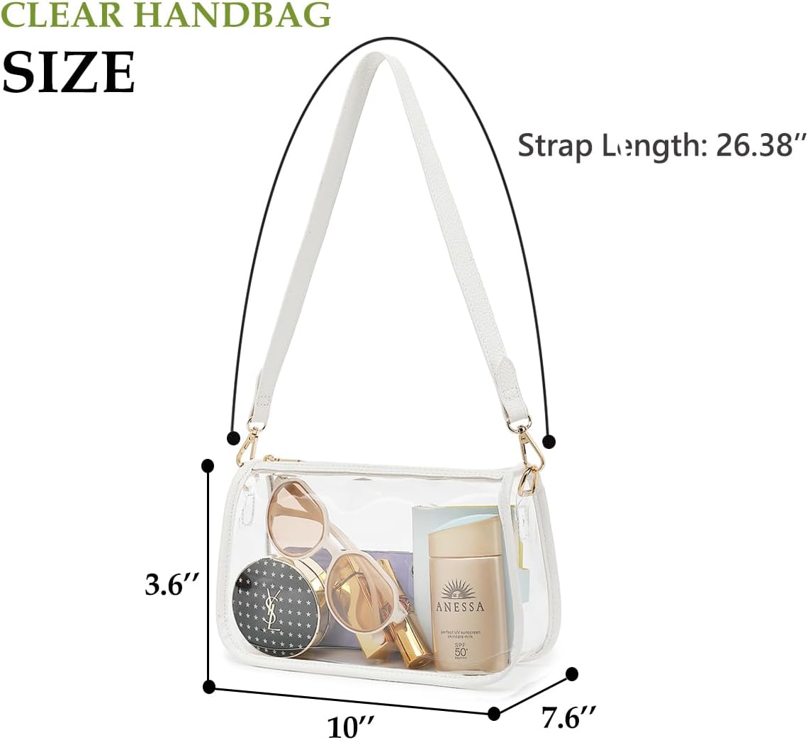 LOXOMU Bolso transparente aprobado para estadios, pequeño bolso cruzado transparente para mujer, bolso transparente para mujer